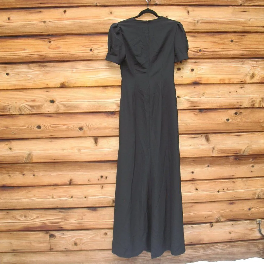 NWT Mac Duggal Puff Sleeve Black Cut Out Gown Dress 6 2630 - Image 9