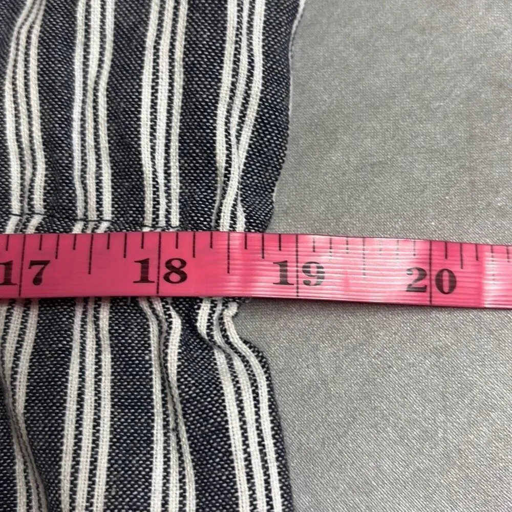 Derek Heart 1X Gray Stripe Chambray Button Down Romper 100% cotton Pocket Preppy - Image 9