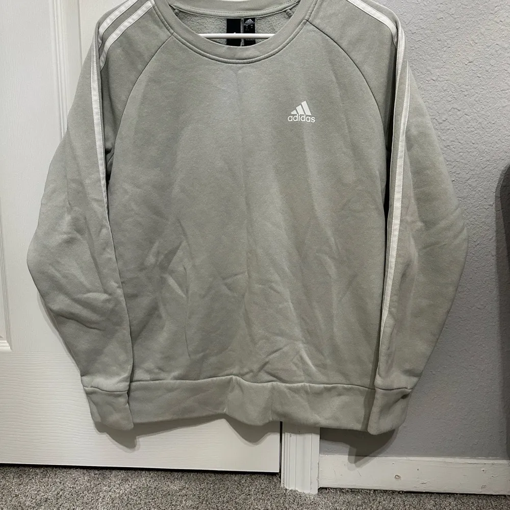 Adidas Gray Sweatshirt with White Stripes - Image 2