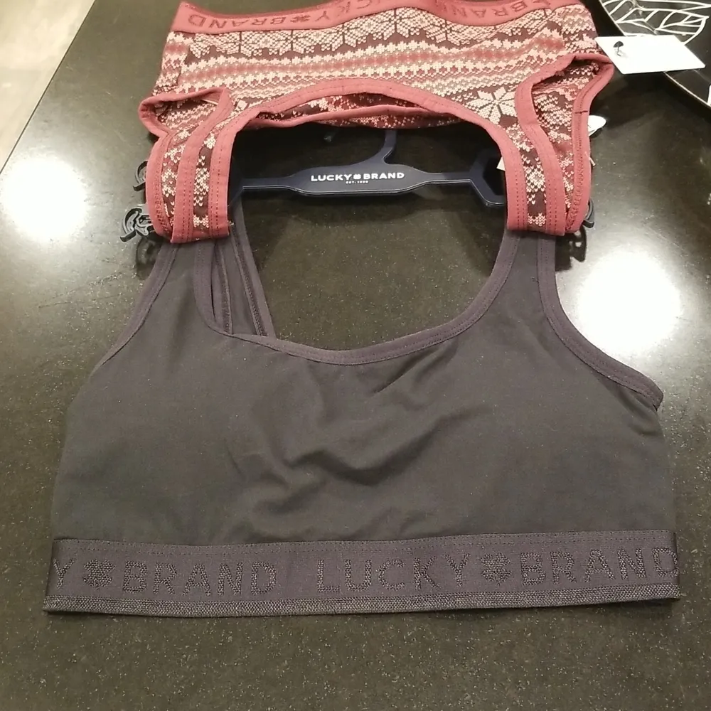 💕LUCKY BRAND💕 Bralettes (2 Pack) Snowflake Pattern & Black Small S NWT - Image 2