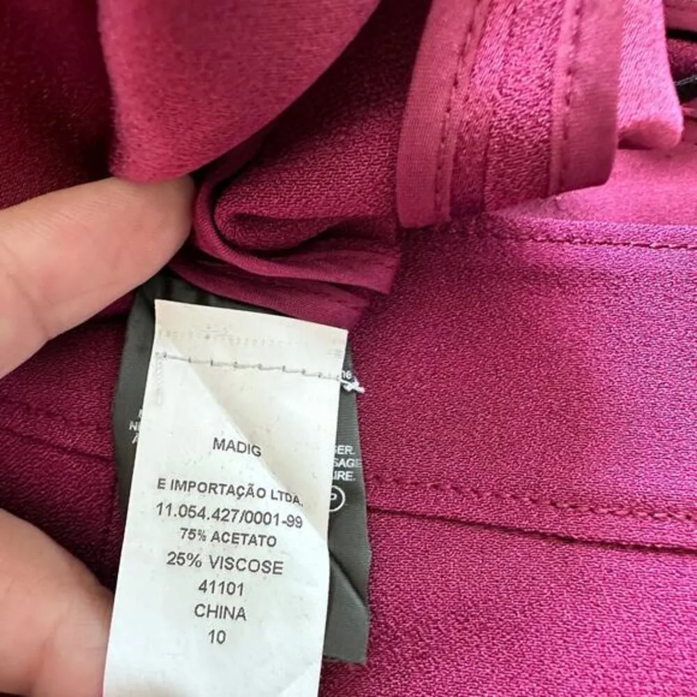 Tory‎ Burch wide leg women's burgundy tuxedo stripe pants size 10 - Image 9