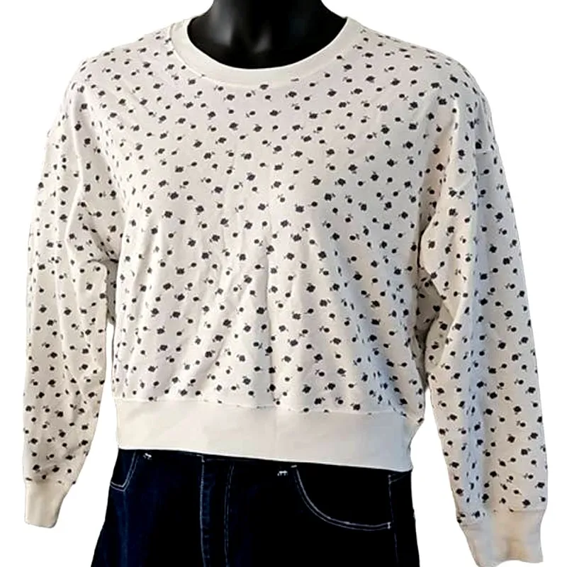 ROW A Women’s Ivory Floral Print Pullover Sweatshirt – Size Medium Casual NWT Blue - Image 7
