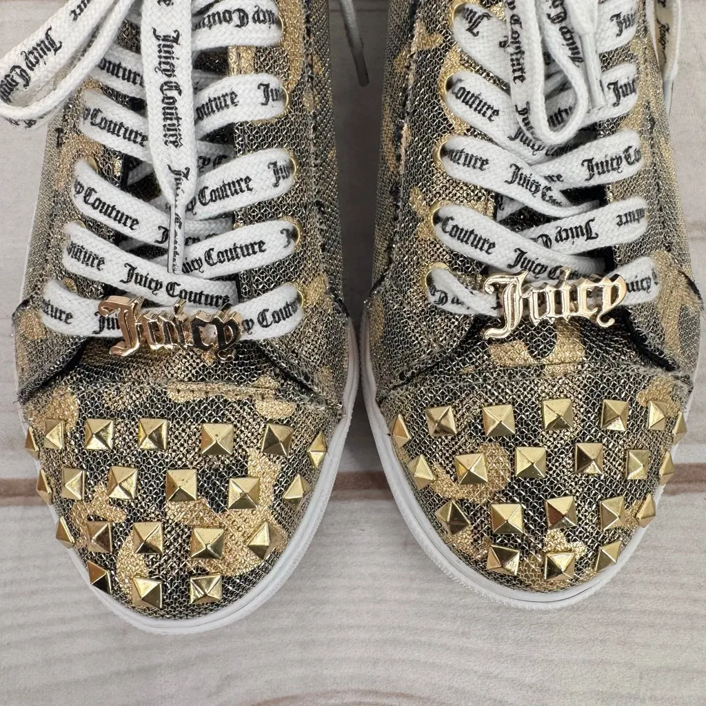 Juicy Couture Charter Gold Studded Camouflage Sneakers Mobwife Glam Bling Size 8 - Image 5