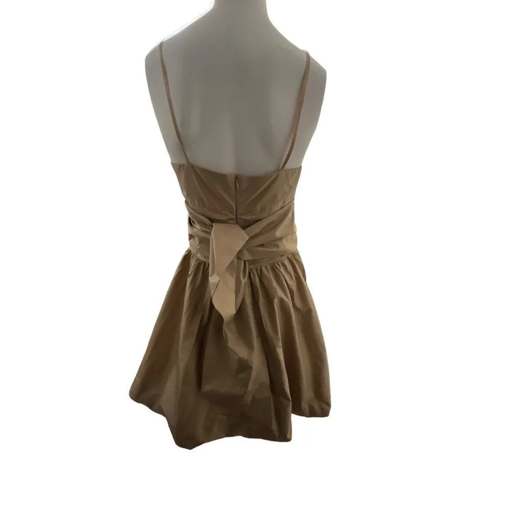 NWT BCBG Max azria Strapless Dress Silk Taffeta Antique Gold Cocktail dress Sz 4 - Image 2