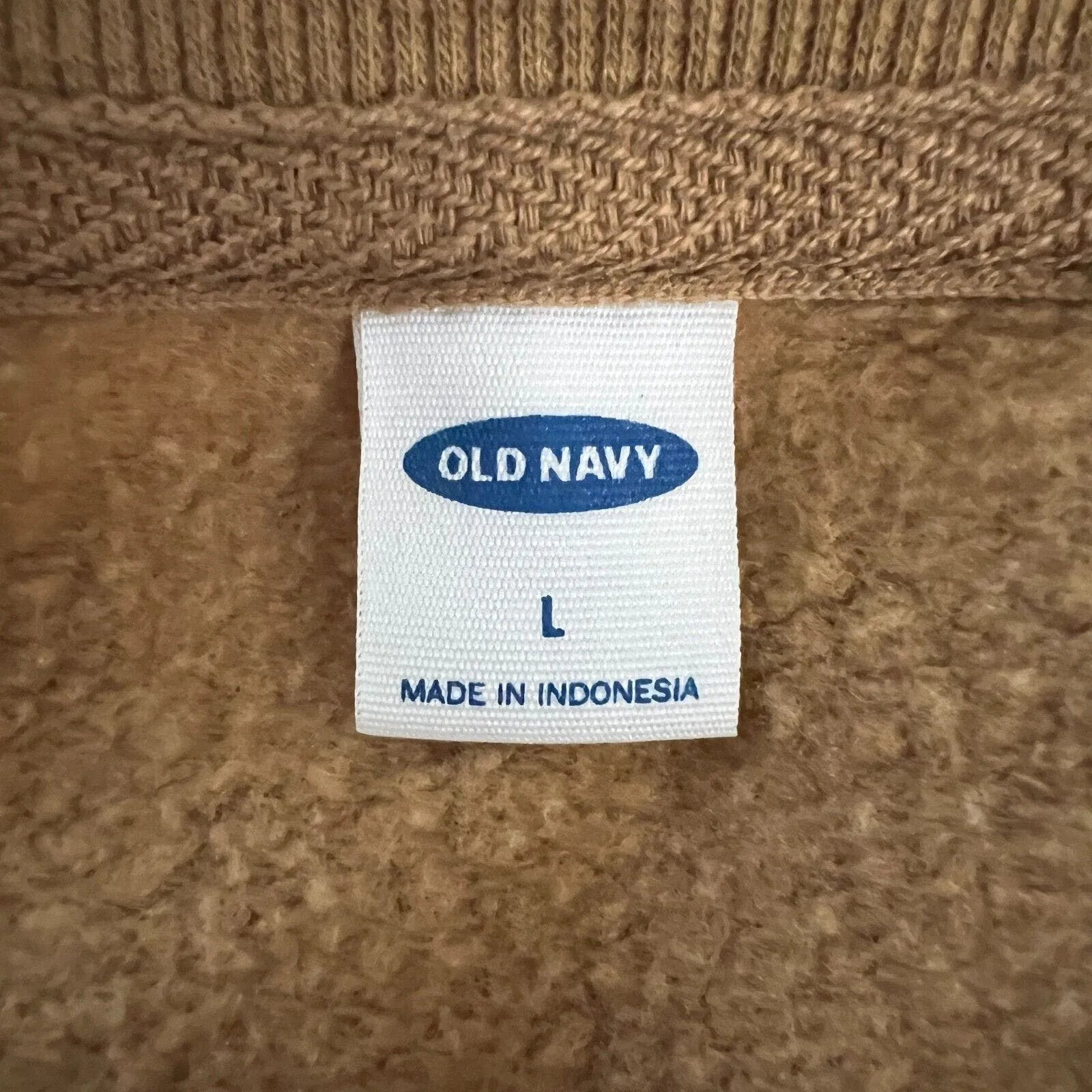 Old Navy Sweatshirt Womens Large Brown Cream Animal Print Side Slits‎ Athleisure - Image 7