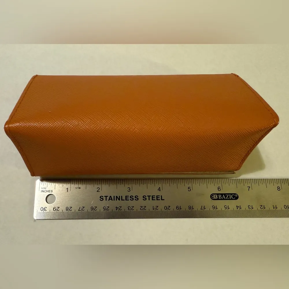 Tory Burch Women's Orange Leather Eyeglass Case Only - Image 5