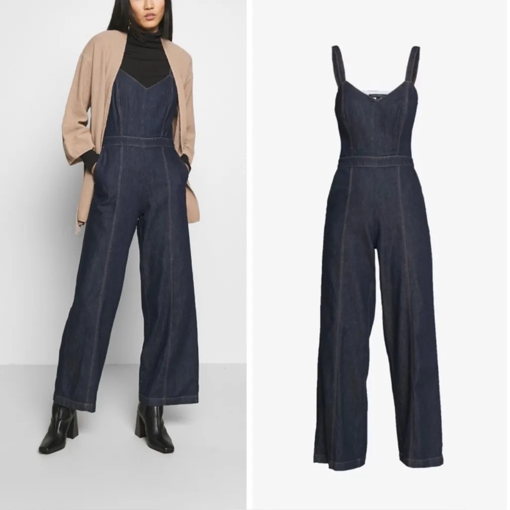 NEW Banana Republic Wide Leg Denim Indigo Women's Jumpsuit 14 - Image 5