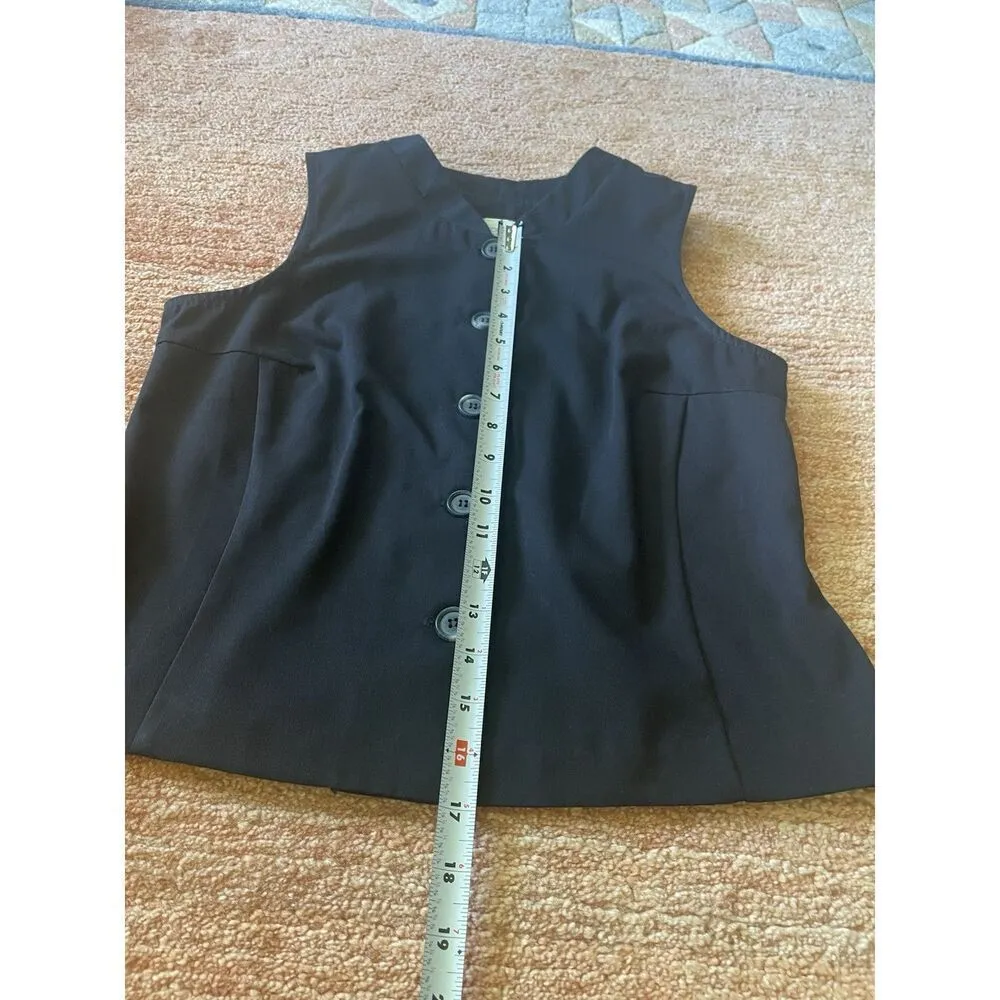 Petite Sophisticate Black Sleeveless Button Vest Size 6 Made in USA Vintage - Image 4