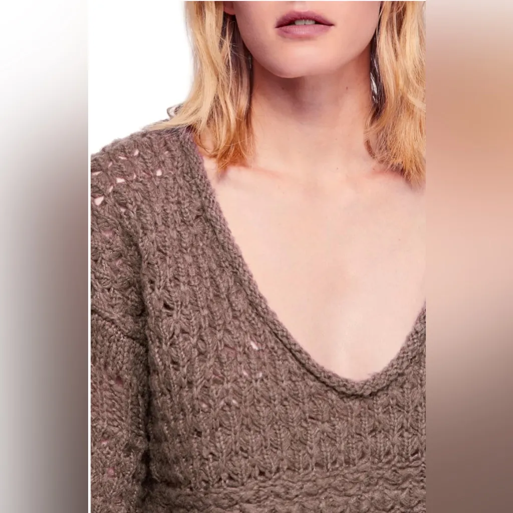 Free People Crashing Waves Pullover Sweater - Cocoa - M - Image 2