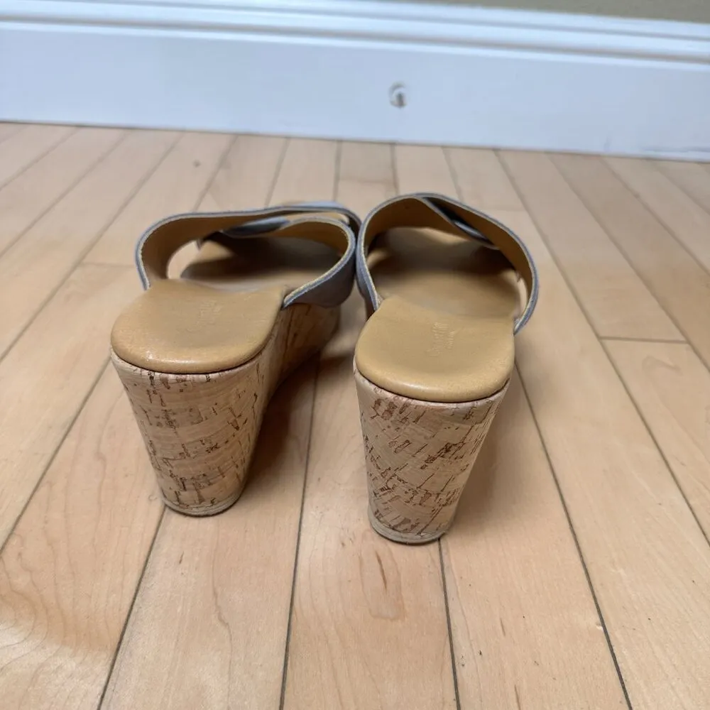 GARNET HILL Cork Sole Suede Criss Cross Platform Sandal Sandals Size 9 - Image 6