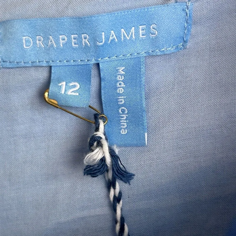 DRAPER JAMES Dress Womens Size 12 Seer Sucker Blue White Gingham Bow Front NWT - Image 6