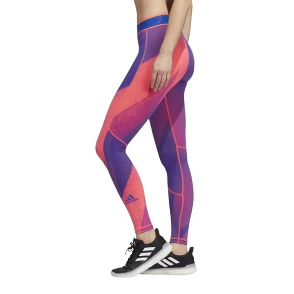 NWT Adidas Alphaskin Graphic Mid Rise Training Tights in Signal Pink/Team Roy - Image 69