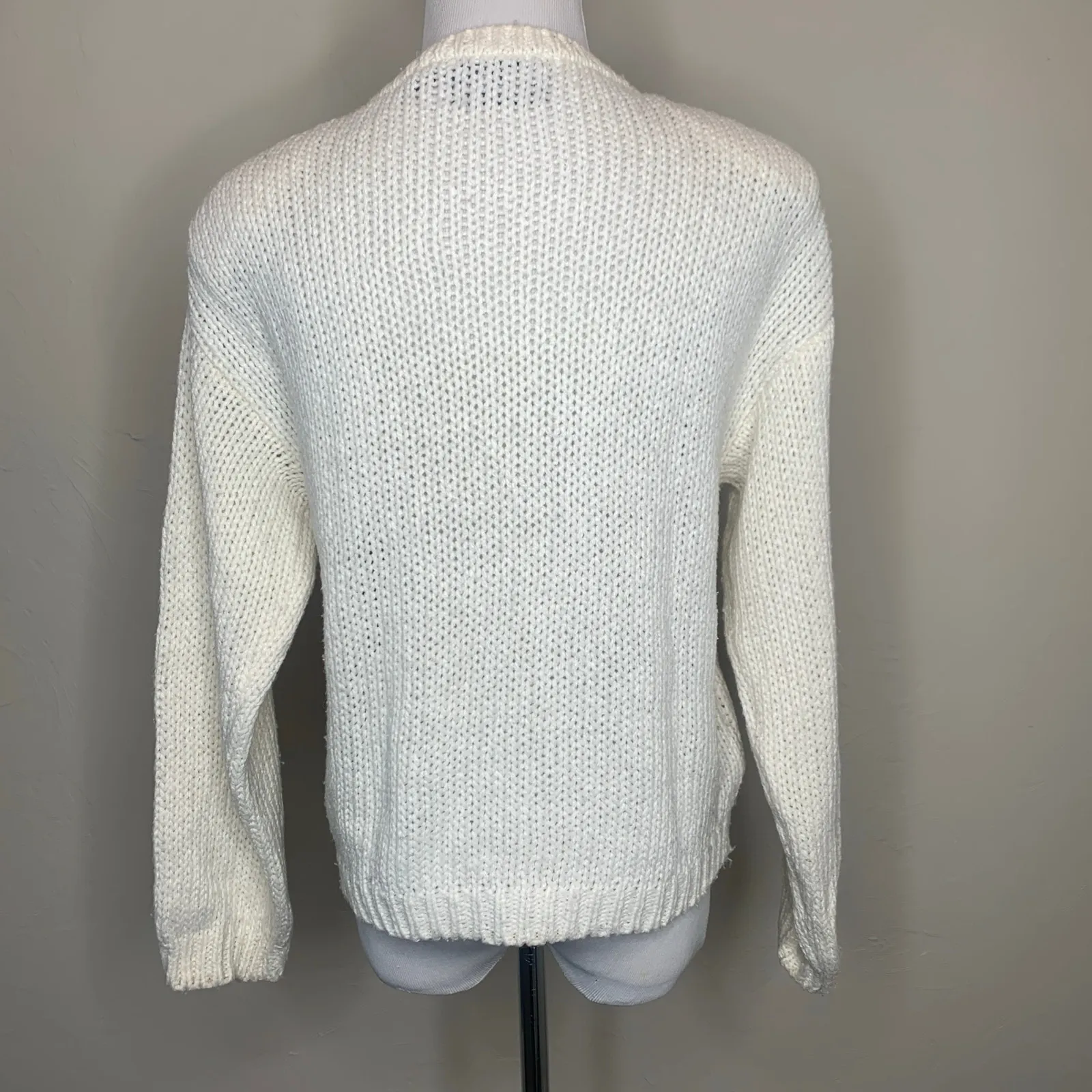 Knitted By Hand Vintage Henley Chunky Sweater Cottage Core Sz Small Red - Image 2