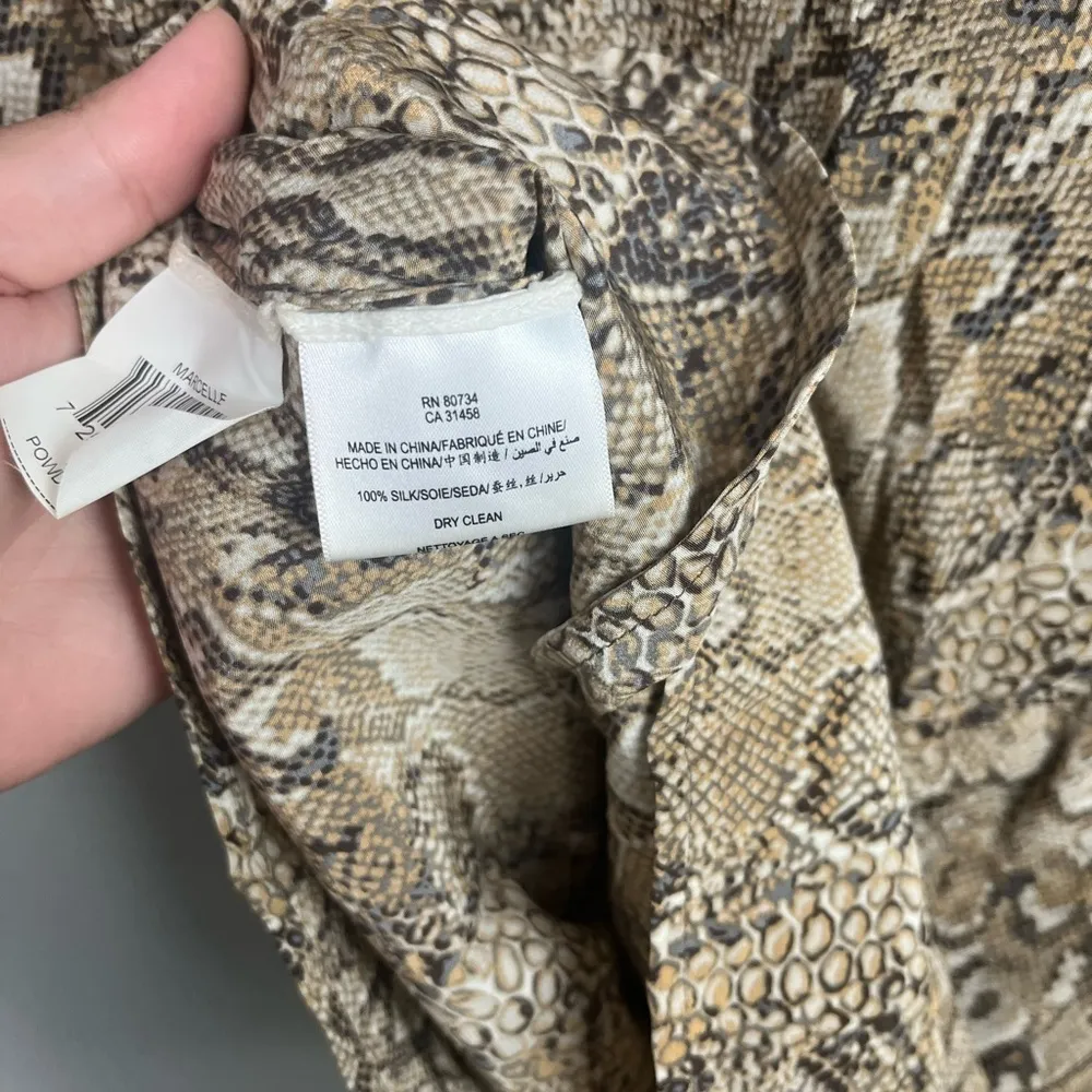 NWOT BCBG MAX AZRIA Silk Snake Print Drawstring Shorts Cowl Neck Romper SIZE XS - Image 4