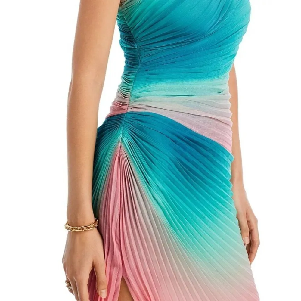 Rococo Sand Maxi Dress in Ombre Small New Womens One Shoulder Cocktail Pink - Image 11