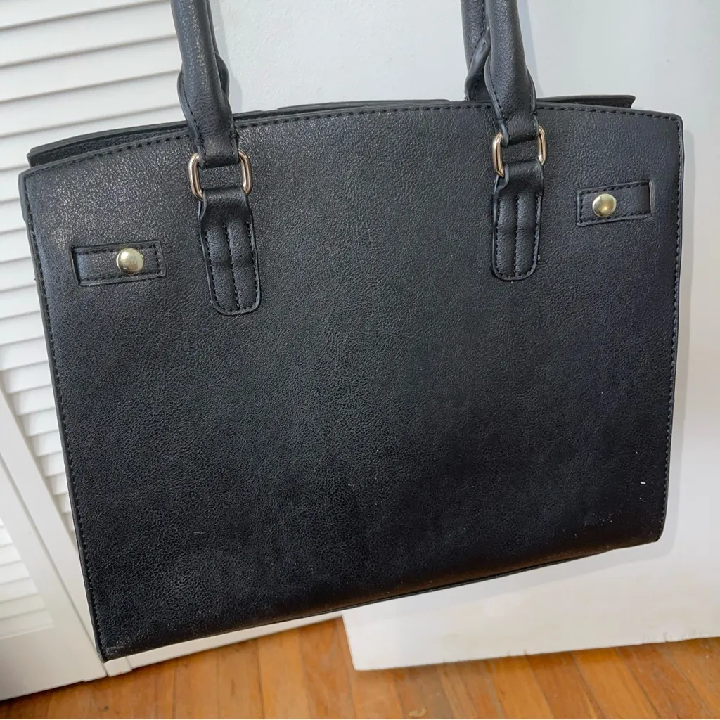 BCBG EUC PARIS BLACK MEDIUM DOUBLE‎ HANDLE SATCHEL BAG. - Image 4