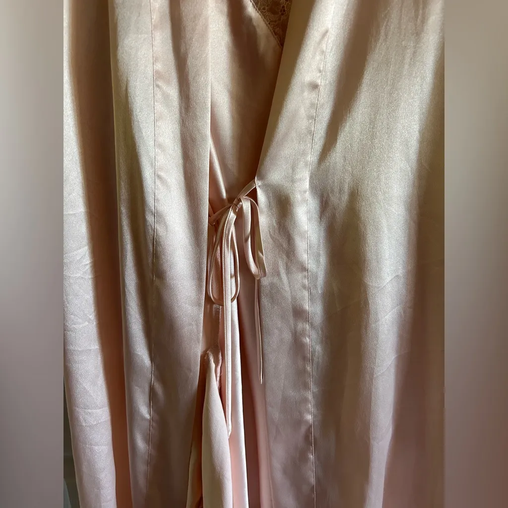 Victoria's Secret Women’s Blush Pink Kimono Sleeve Robe/Lingerie Slip Dress Sz L - Image 6