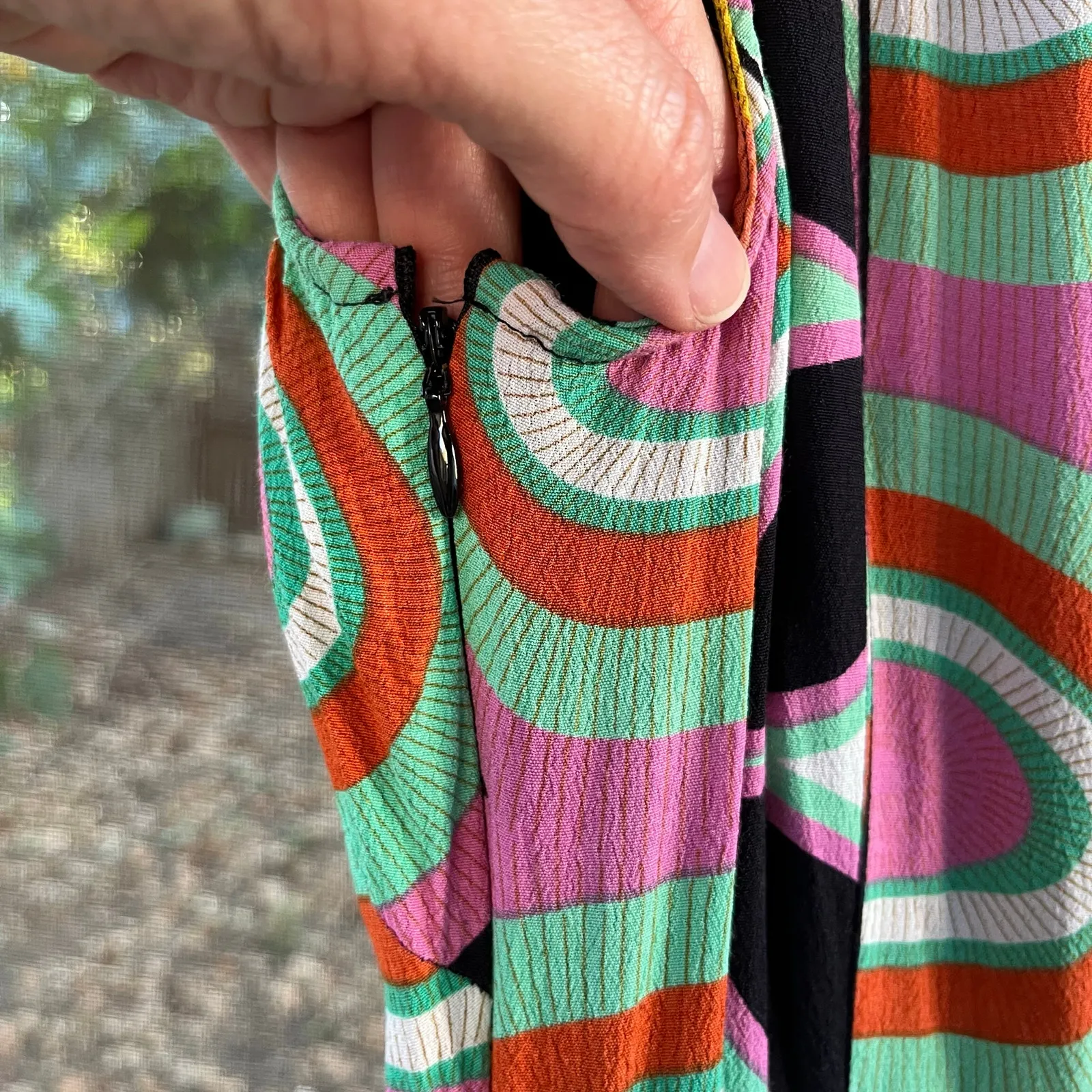 Anthropologie Kenzie Asymmetrical Midi Dress Colorful Geometric Print Size 2 - Image 8