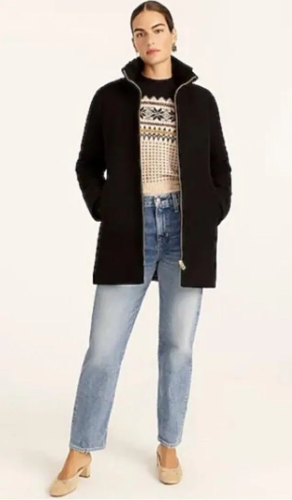 J. Crew Lodge coat in Italian Stadium-cloth Wool Black - Image 2