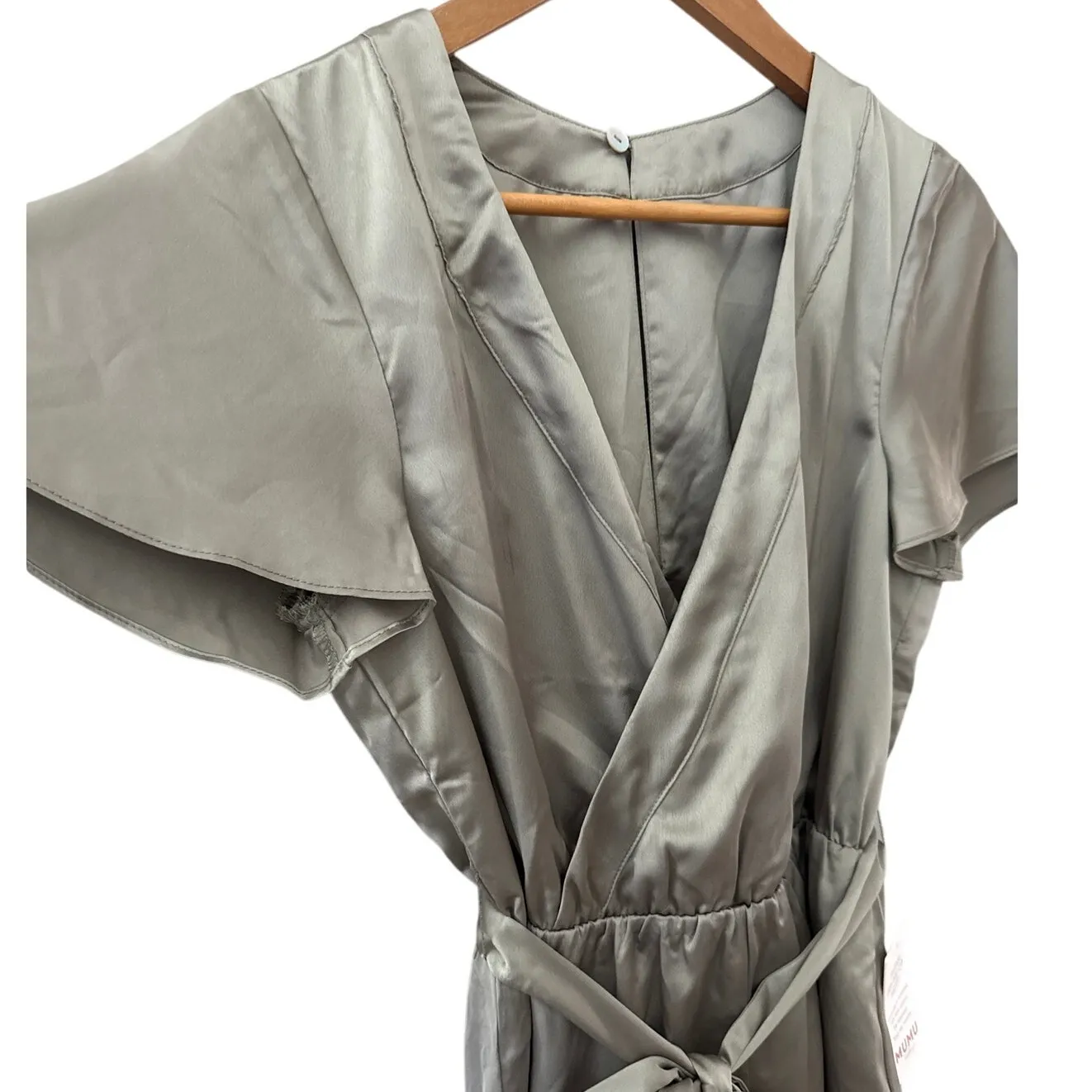 Show Me Your Mumu Luxe‎ Satin Say I Do Romper Moss Green Size Small - Image 6