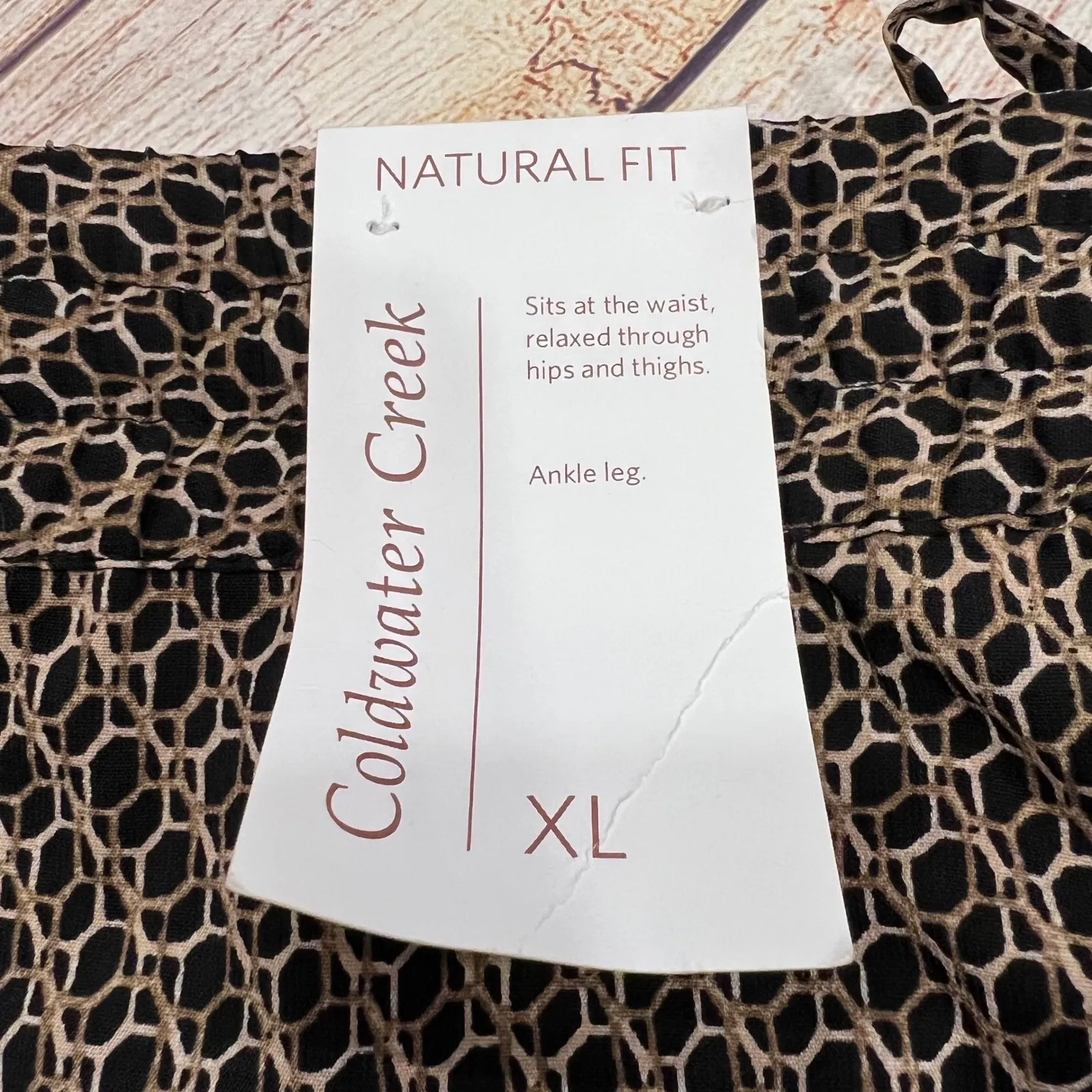 Coldwater Creek Natural Fit Ankle Leg Pants XL Geometric Print Elastic Waist - Image 3