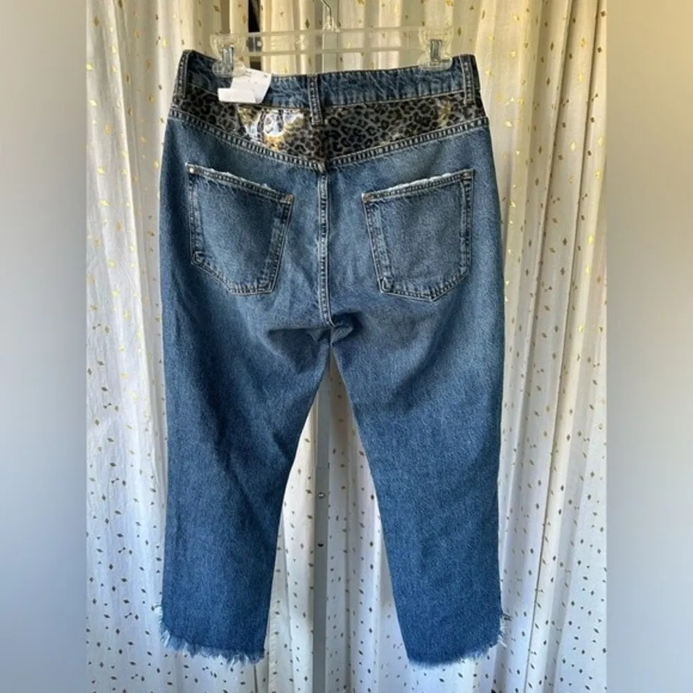 Zara Basic Z1975 NWT 100% Cotton High Rise Leopard Animal Print Denim Jeans 4 - Image 7