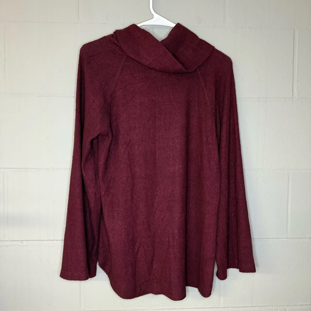 Maeve by Anthropologie Ribbed Cowl Neck Pullover Sweater in Wine Women’s Small - Image 7