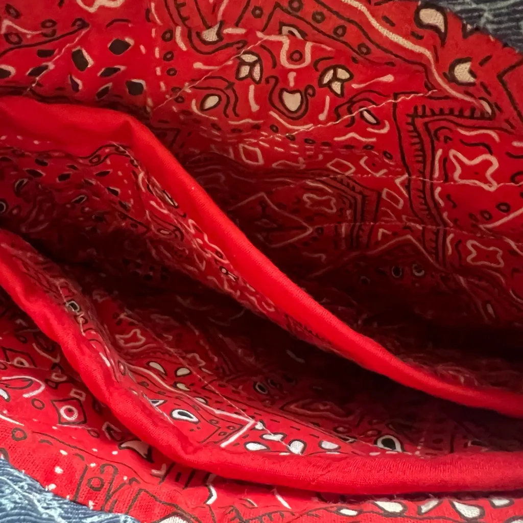 Bandana and denim Crossbody Bag – Red & Blue - Image 7
