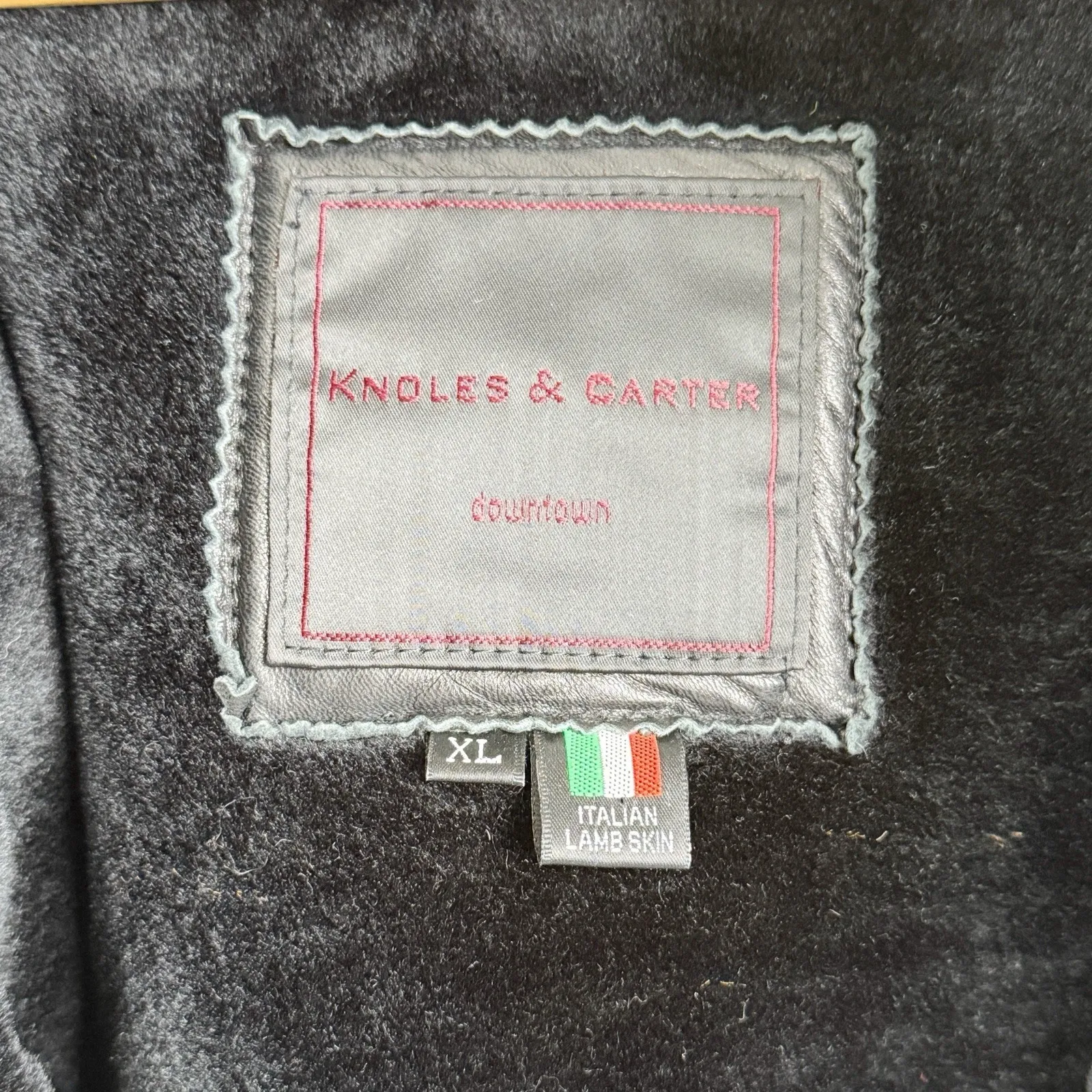 Knoles & Carter Downtown Black Leather Coat XL Fur Trim Hood Italian Lambskin - Image 8