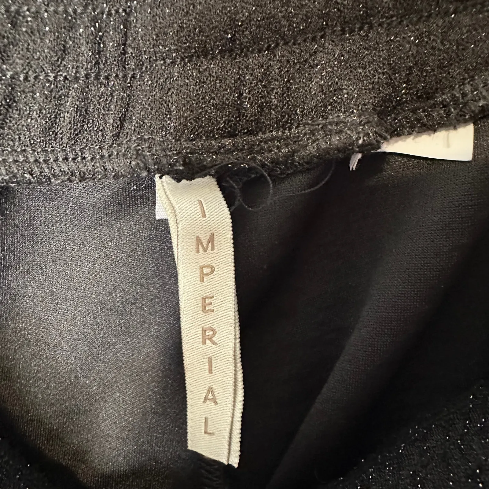 Imperial Black Sparkle High Rise Ankle Drawstring Straight Jogger‎ Pants Medium - Image 5