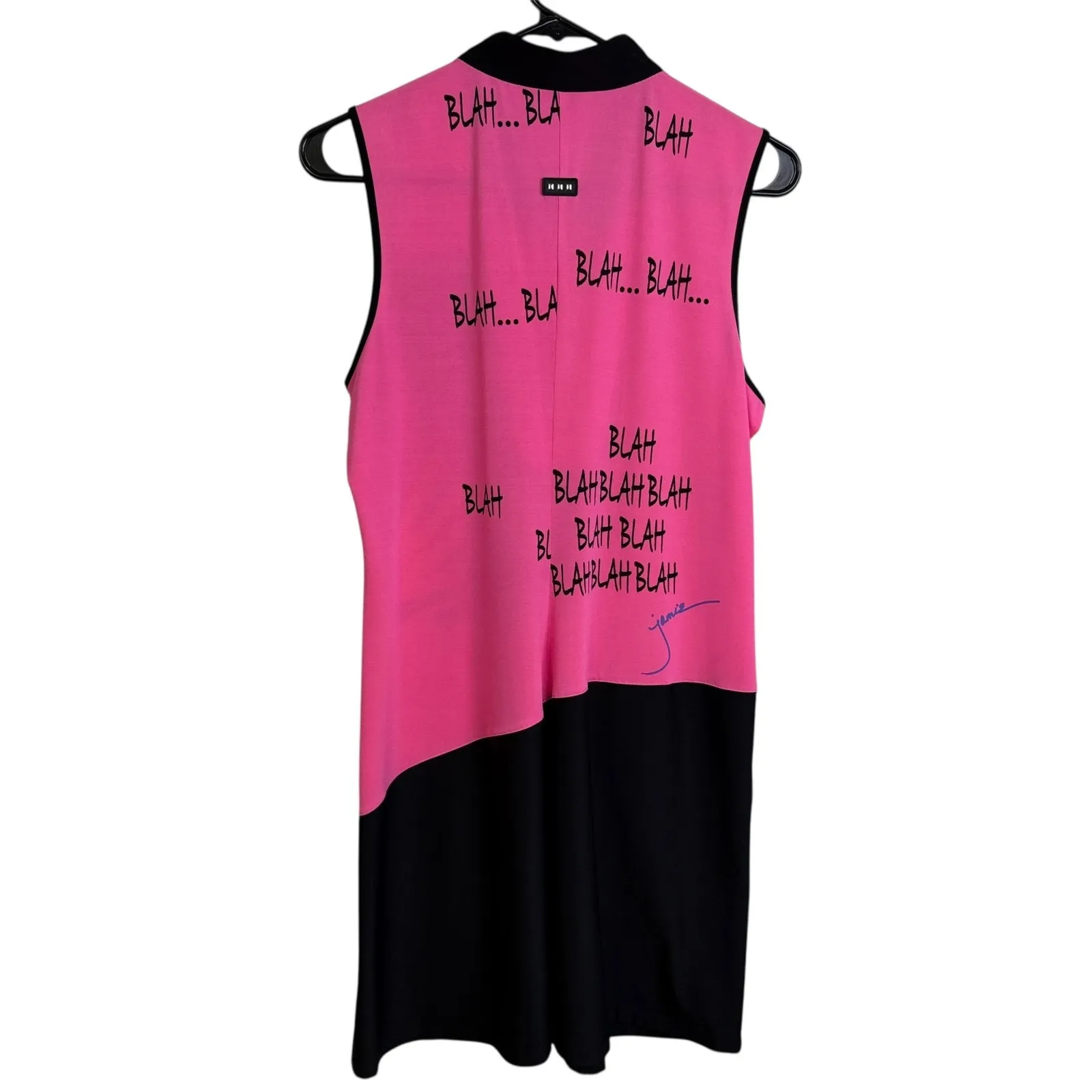 Jamie Sadock Dress Medium Pink Sleeveless Graphic Blah Blah Art Golf Tennis - Image 2