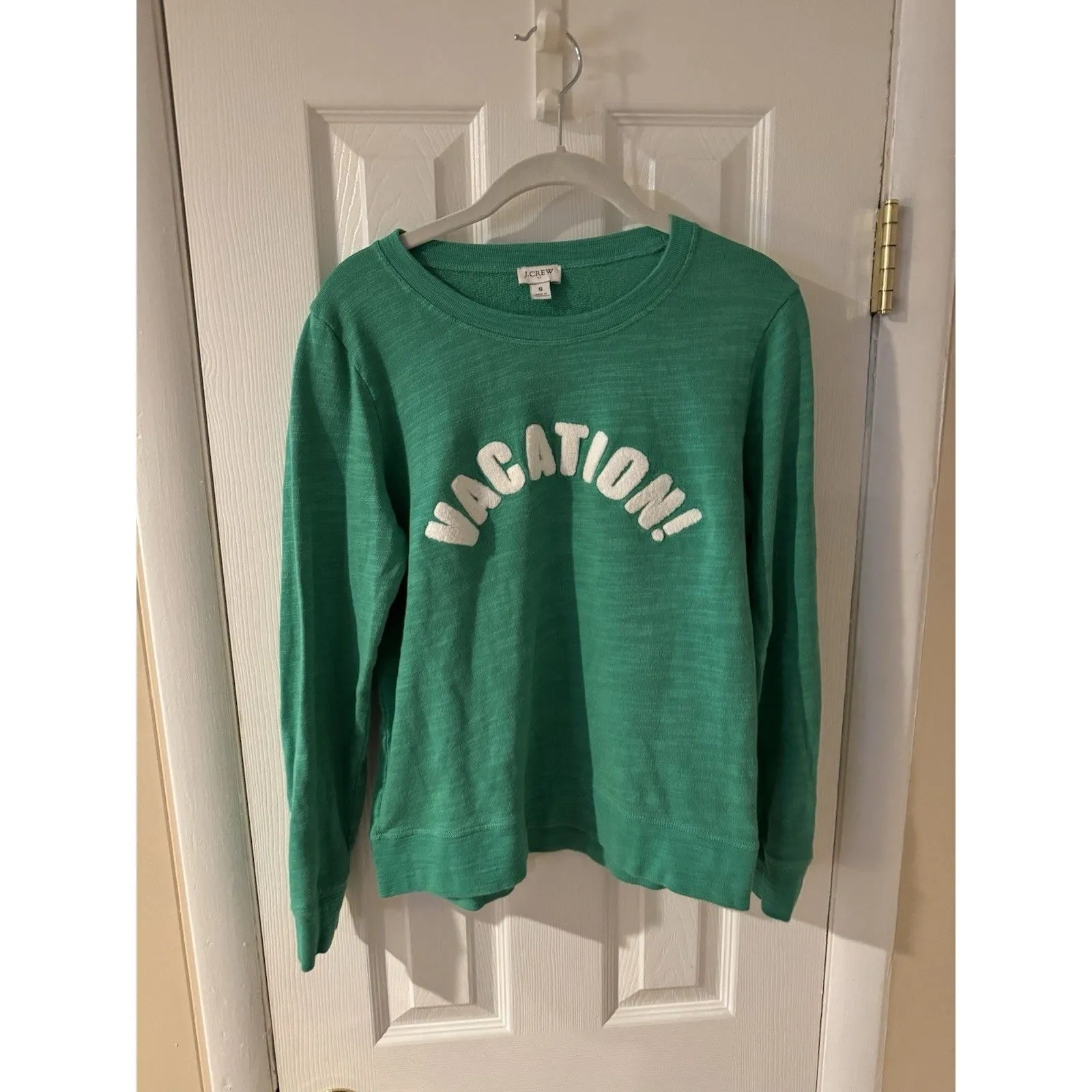 J.Crew Green “Vacation” Graphic Sweatshirt Green Sz Small Long Sleeve Cotton - Image 5