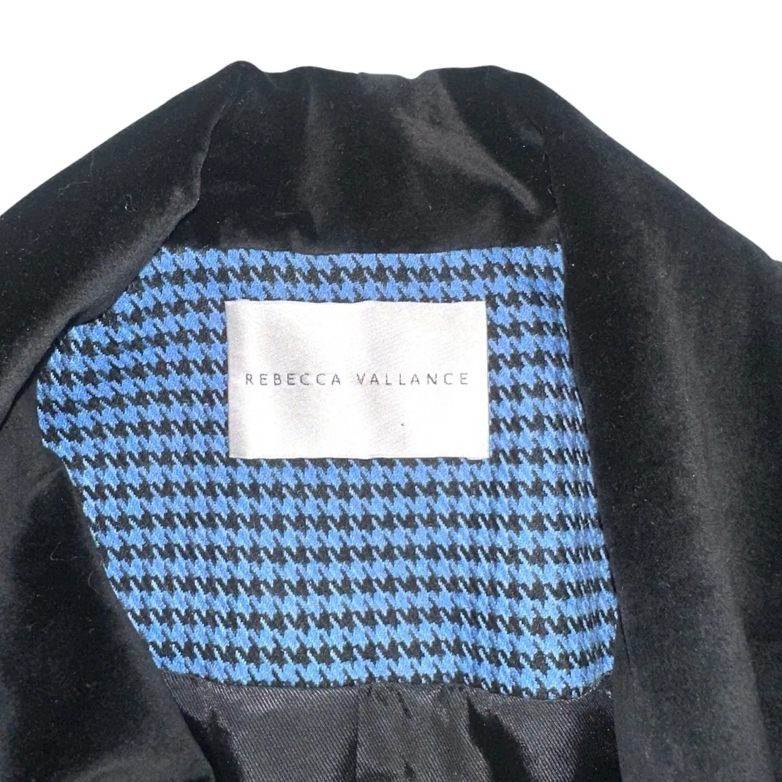 Rebecca Vallance Garance Double Breasted Houndstooth Blue Black Blazer Dress 8 - Image 5