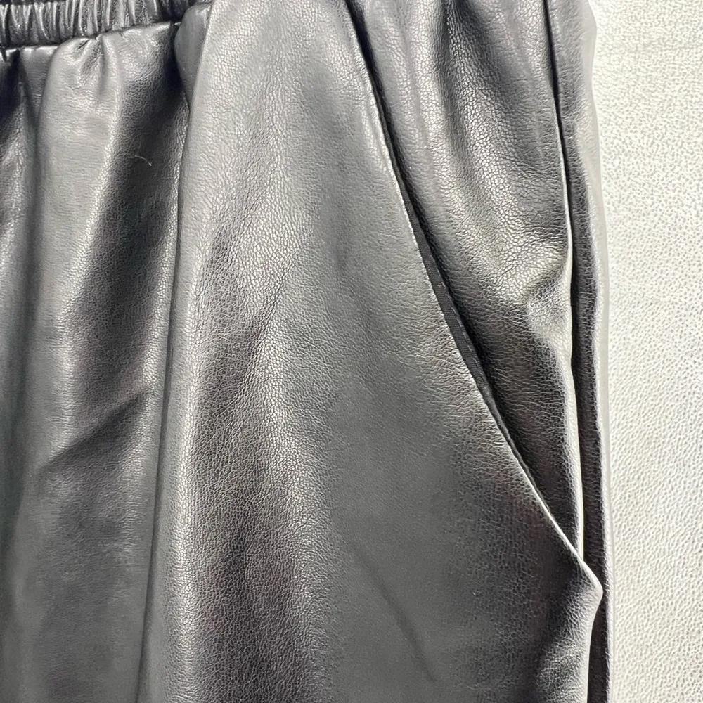 Mittoshop faux leather M black joggers pull on casual drawstring fall winter - Image 7