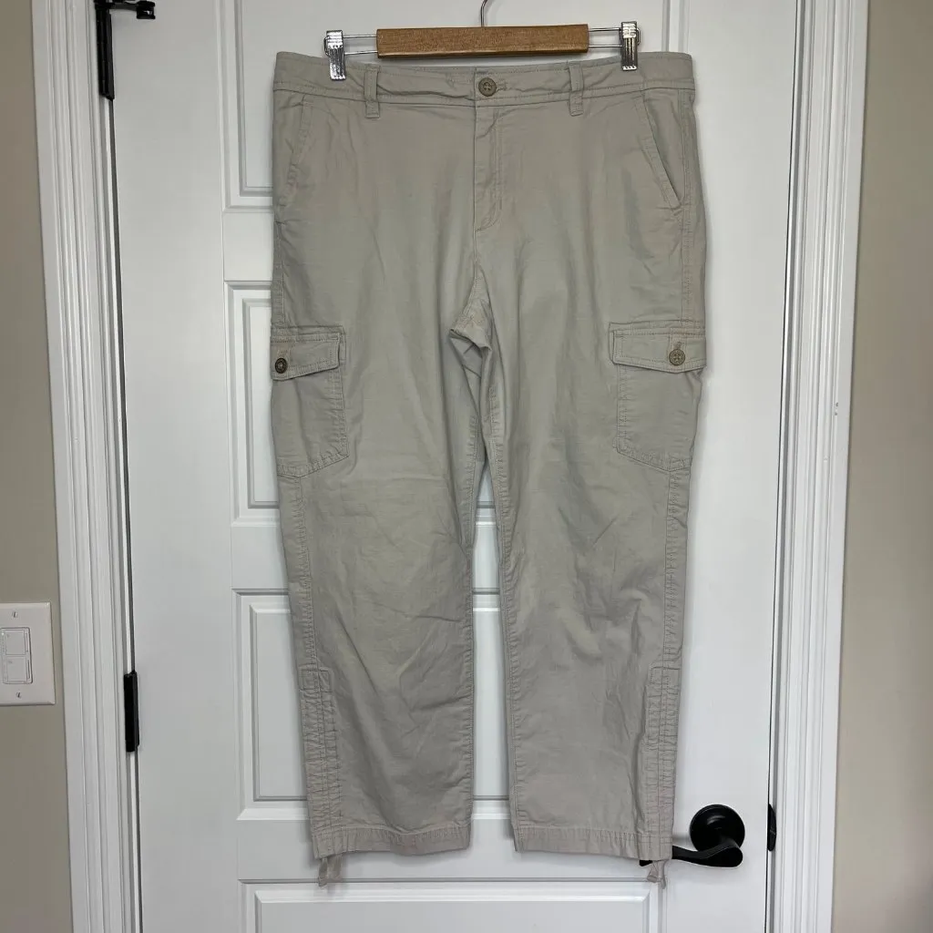 Eddie‎ Bauer Cropped Cargo Pants Women's 12 TALL Khaki Outdoors Hiking Casual - Image 2