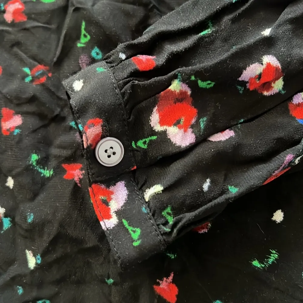 Derek Lam 10 Crosby Evadne Black Floral Tie Neck Blouse, Size 0 NEW w/Tag $295 - Image 5