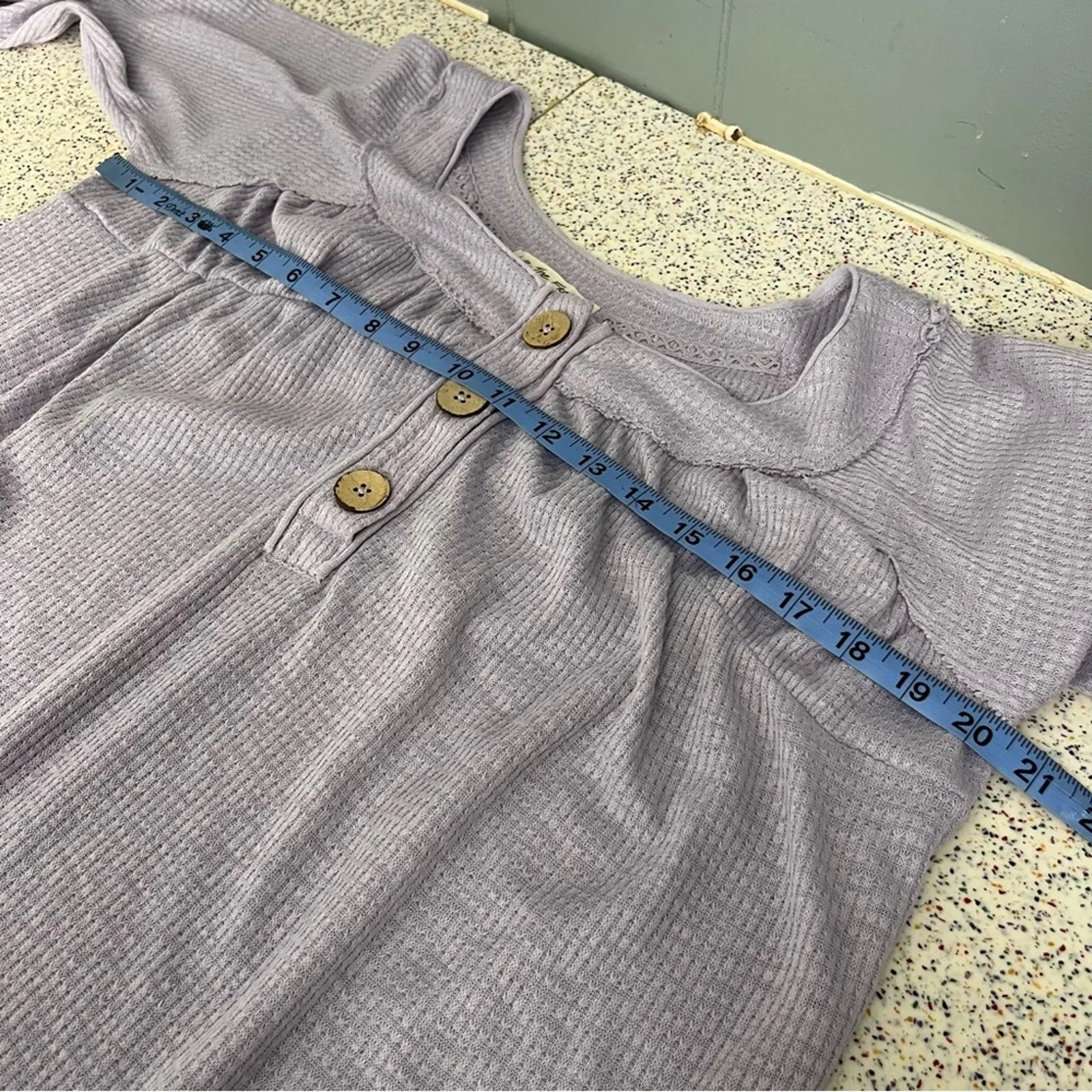 We The Free Must Have Henley Thermal Top Waffle Knit Purple Women's Size Small - Image 6