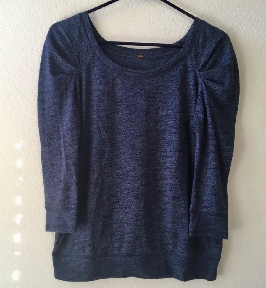 Free People Blue Space Dye Puff Sleeve Sweater Tee - Image 4