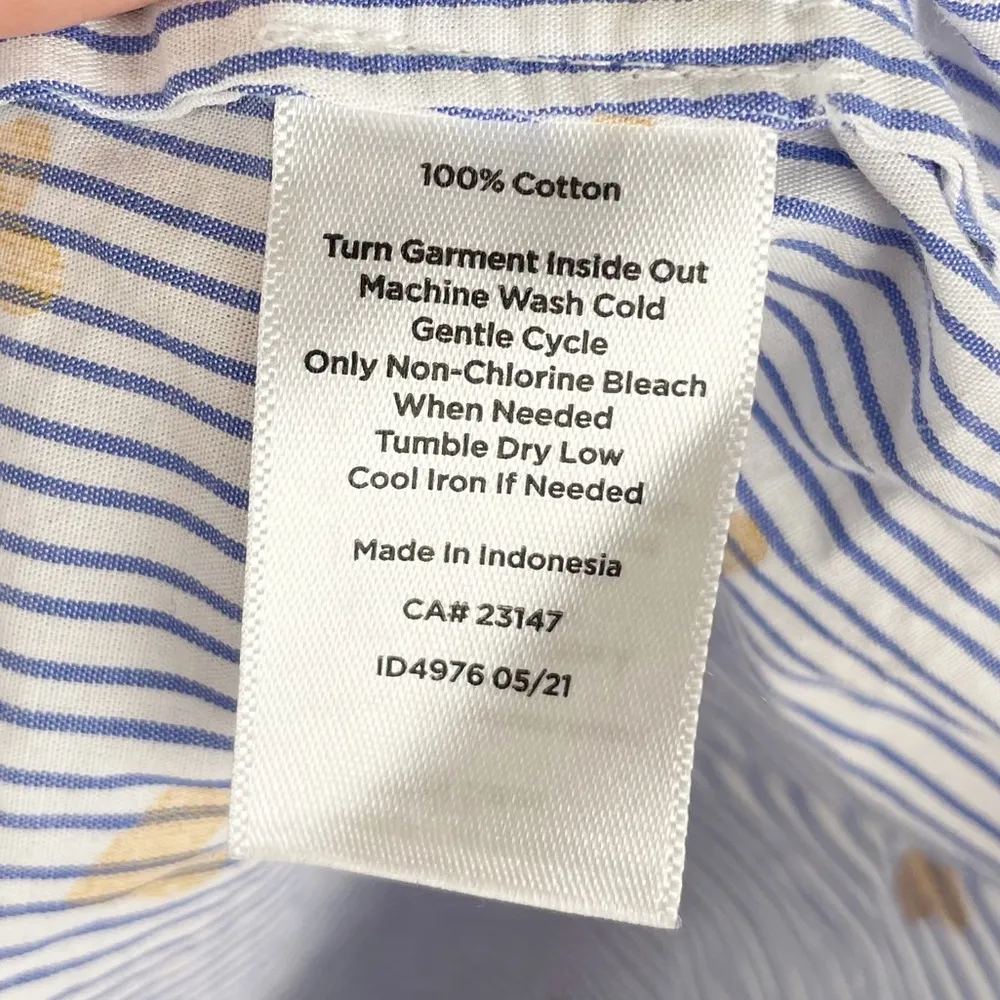 Talbots Plus Ruffle Collar Cotton Poplin Button Down Shirt Gold Heart Stripe 0X - Image 7