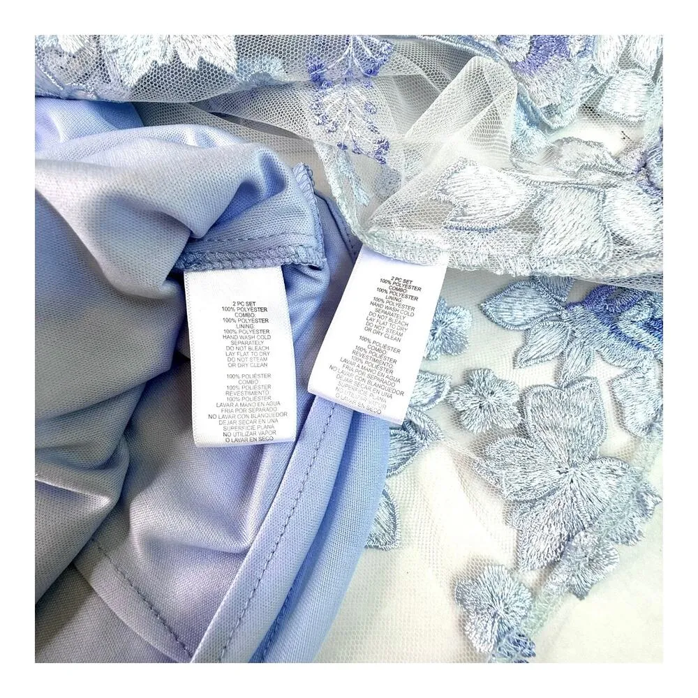 Alex Evenings 3/4 Sleeve Embroidered Twinset CAMI TOP & JACKET Women's LG Blue - Image 5