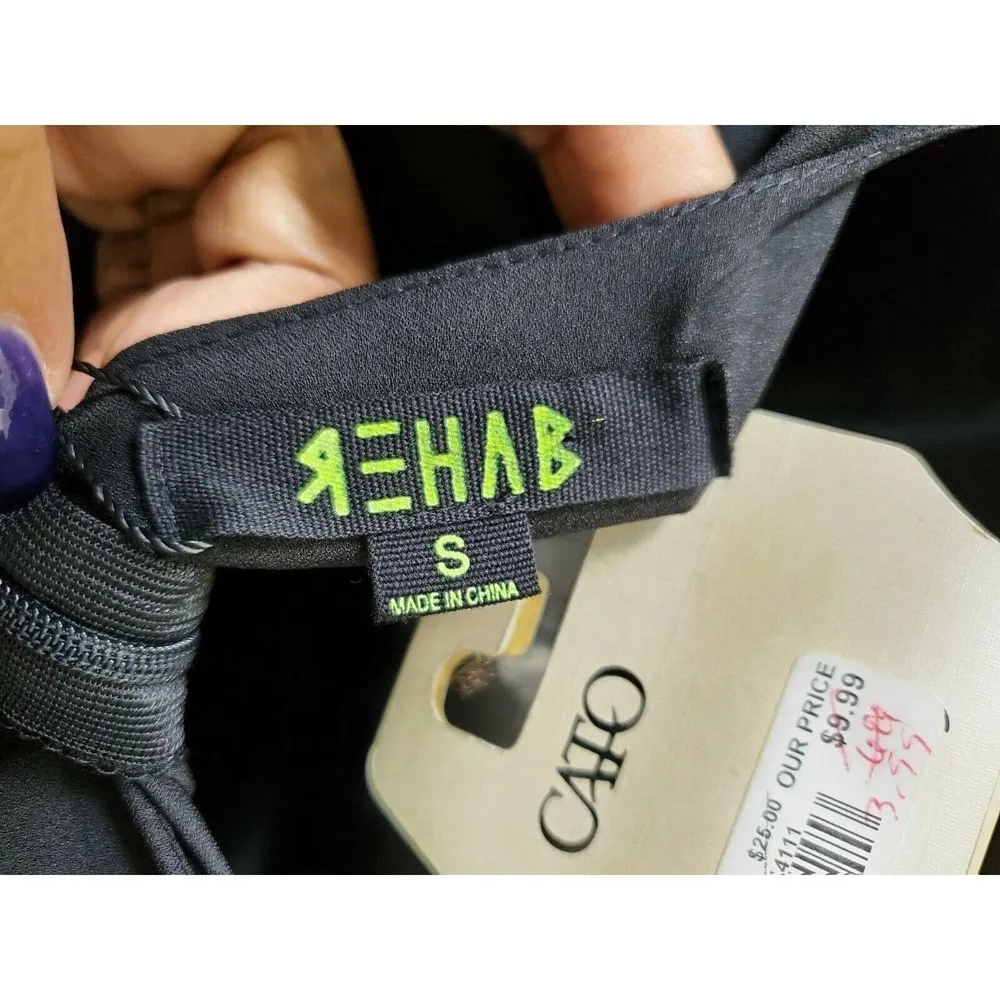 REHAB Solid Black Polyester Sleeveless Scoop Neck Casual Jumpsuits Size S - Image 9