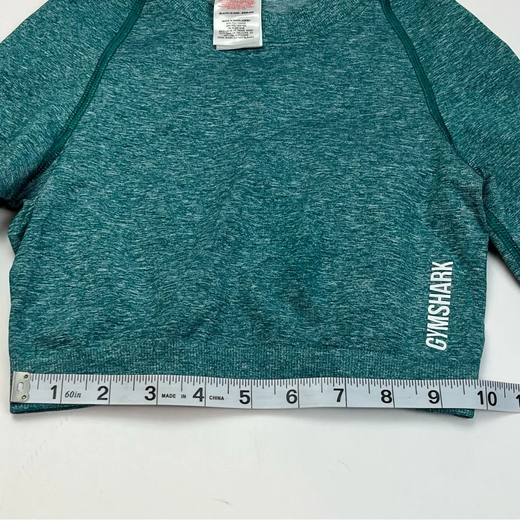 GymShark Womens Size XS Teal Long Sleeve Cropped‎ Fitted Top Workout Athletic - Image 6