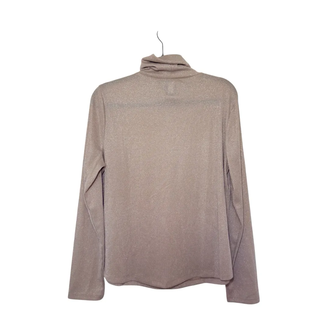 Gap XL Ribbed Metallic Champagne Beige Turtleneck NWT - Image 2