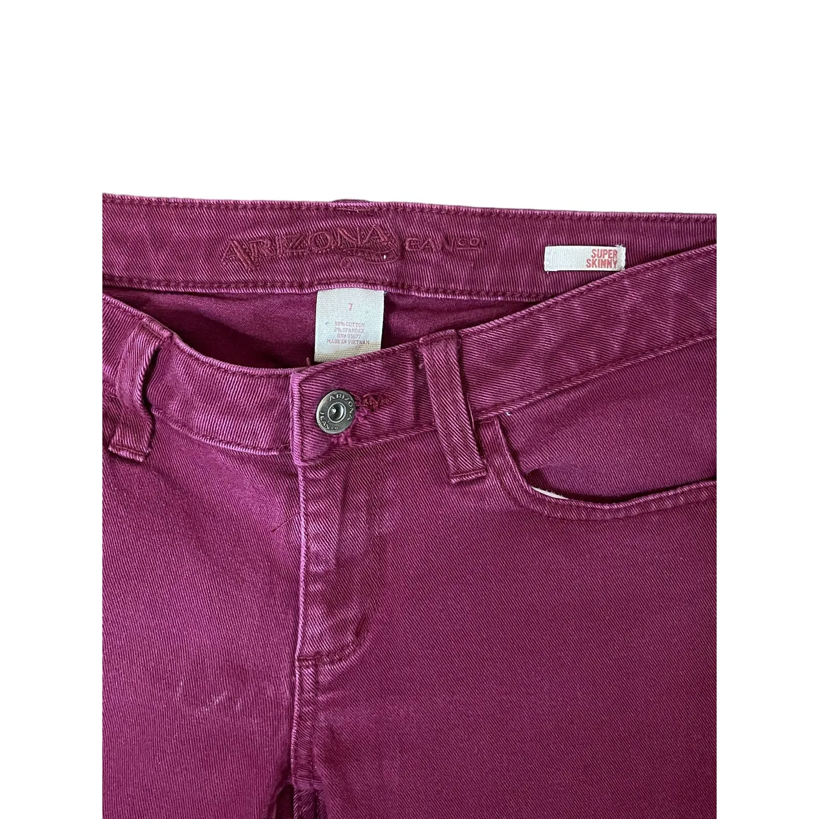 Arizona Women's Super‎ Skinny Jeans Stretch Low-Rise Denim Faded Purple Size 2 - Image 5