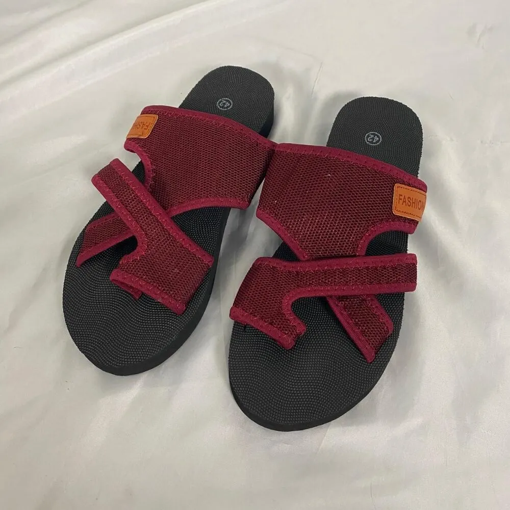 NEW Black Purple Burgundy Mesh Sport Athletic Sandals / Flip Flops EU 42 US 11.5 - Image 3