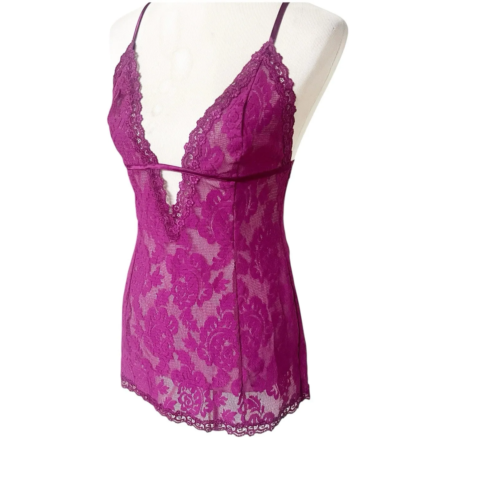 Vintage Victoria Secret Lace Babydoll Chemise Lingerie Medium Coquette Fairycore Purple - Image 5