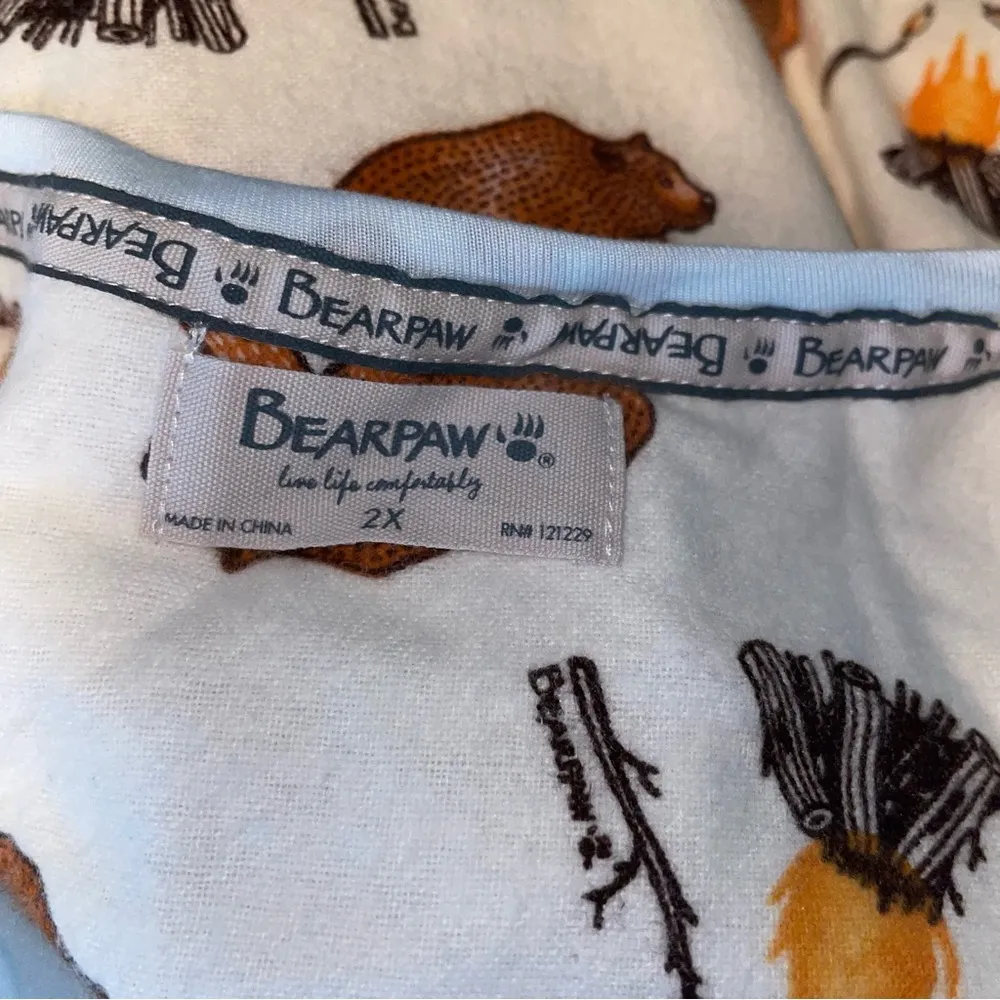 BearPaw 2-Piece Pajamas Set with Camping Print Lightweight Flannel Sleep Pant 2X - Image 3