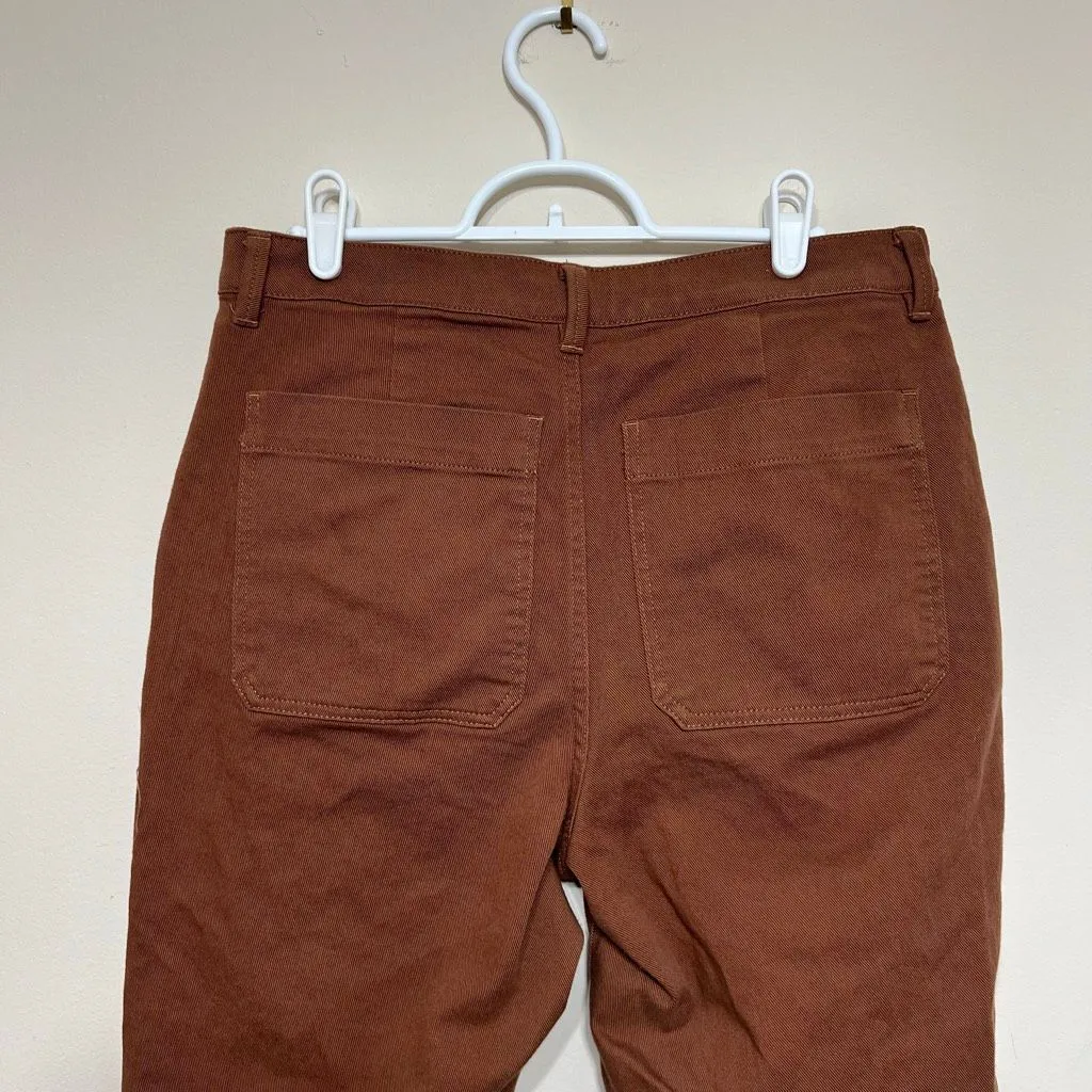 Quince Organic Stretch Cotton Twill Straight Leg Cropped Pants 8 Rust Women - Image 4