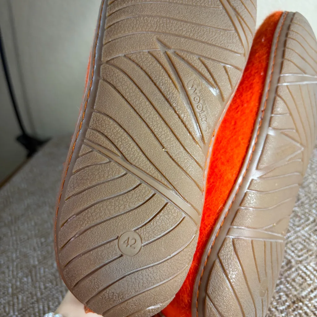 Woollyes Handmade 100% Wool felted Slipper In Orange Sz 42 Durable Comfort Cozy - Image 7