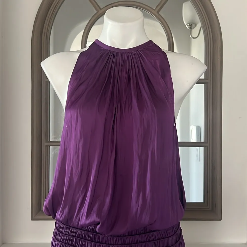 Ramy Brook Shiny Audrey Sleeveless Blouson Dress in Purple Size L New w/Tag $445 - Image 3